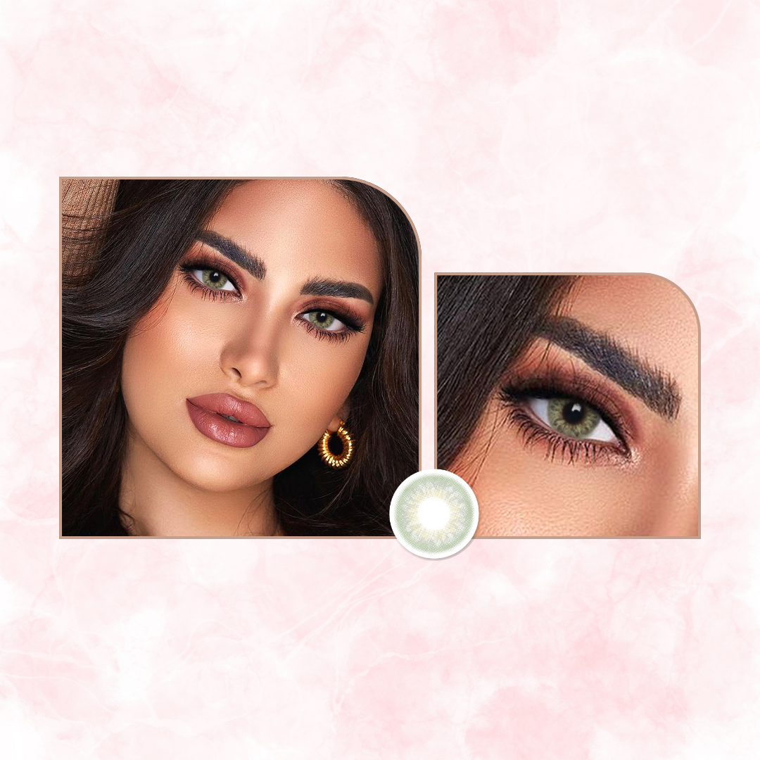 Veni Taylor Green contact lens worn on model eye